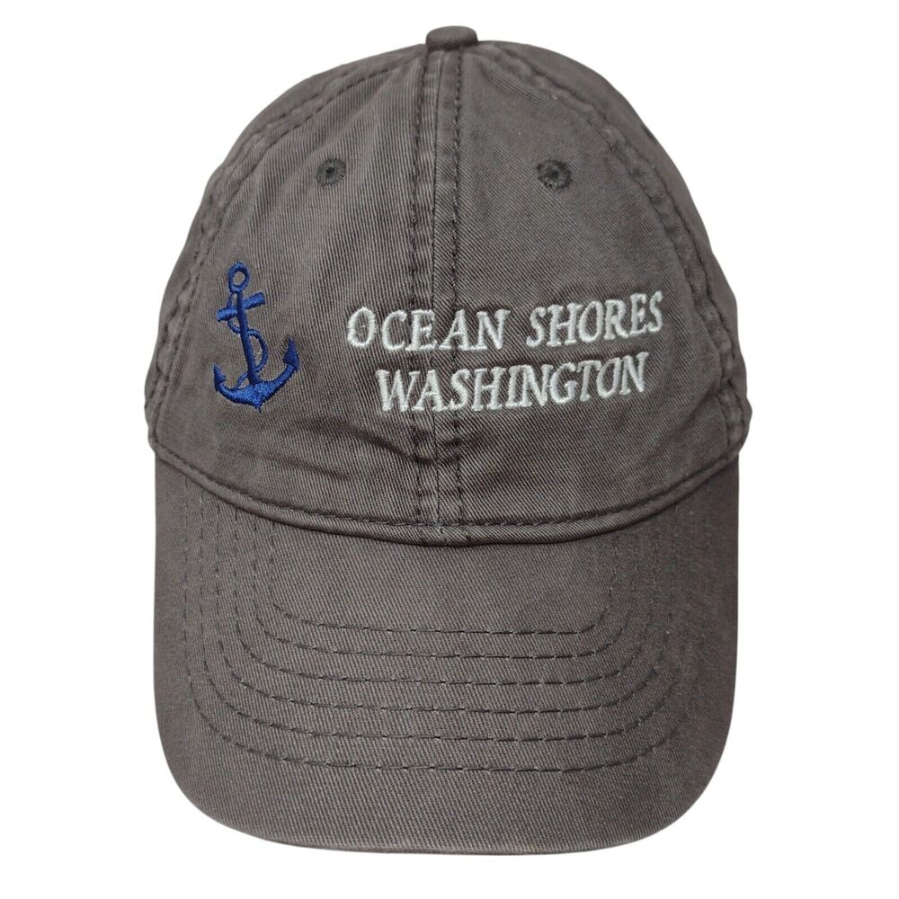 Ocean Shores Washington Strapback Hat Gray OSFA Embroidered Jacobson
